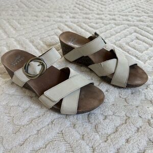 Dansko Susie Neutral Nubuck Wedge Sandals EU 37 US 6.5-7 Comfort Cork Slide